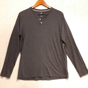 Free Fly Mens Long Sleeve Henley Shirt Sz.M/Dark Gray Heather/Bamboo Fiber Blend